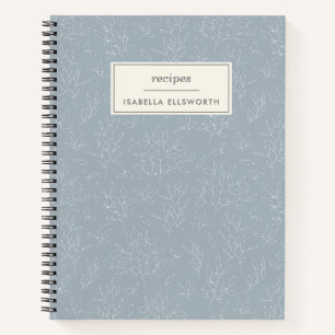 Carnet Dusty Blue Botanical Line Art Personnalisé Recett