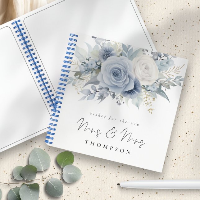Carnet Dusty Blue Florals souhaite une nouvelle Mme Mrs G (Créateur téléchargé)