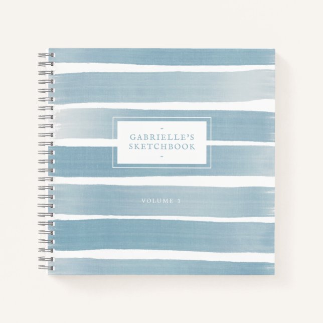 Carnet Dusty Blue Sketchbook Abstrait Stripes Nom personn (Devant)