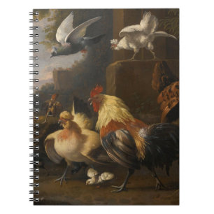Carnet Eagle, un Cockerell, poules, un pigeon en vol