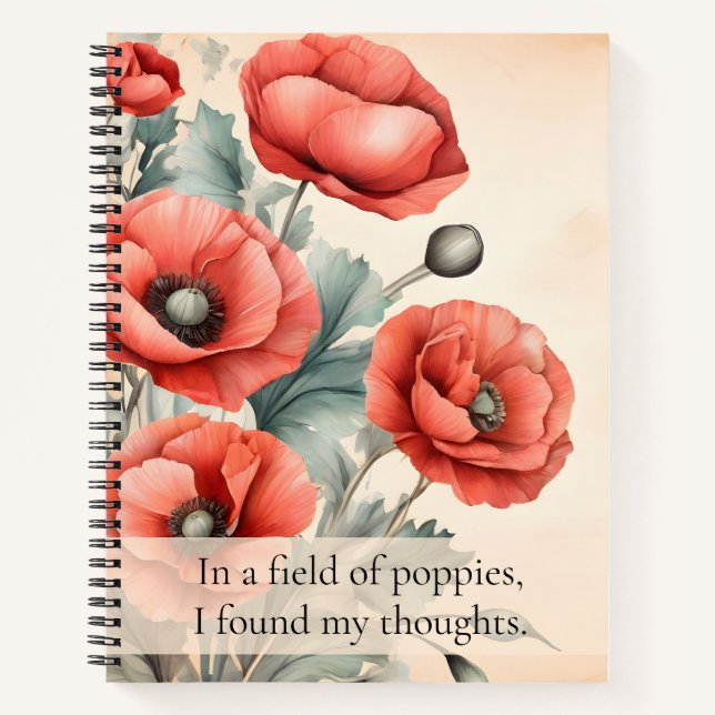 Carnet Eau-couleur Fleur sauvage Rouge Poppies été (Devant)