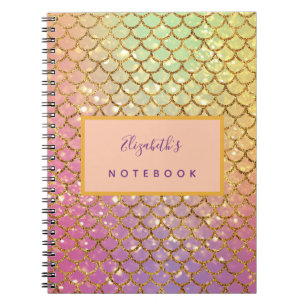Carnet Écailles de sirène rose violet paillettes réglage 