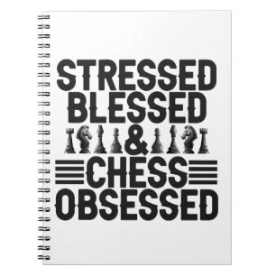 Carnet Échecs Bienheureux Stressés Obsédé Drôle Checkmate