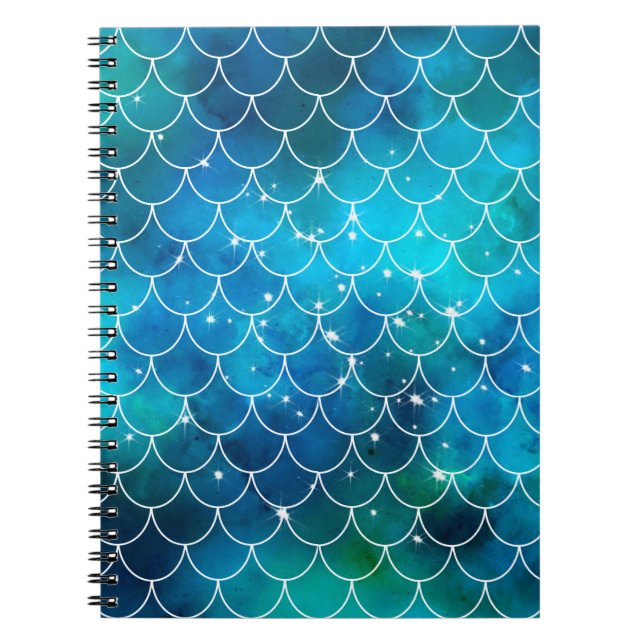 Carnet Échelle de poisson de sirène Motif bleu (Devant)