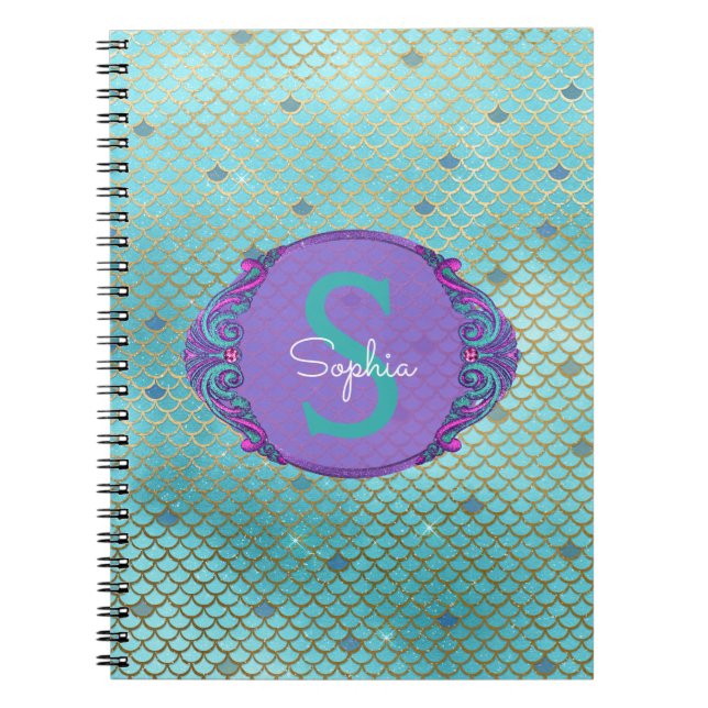 Carnet Échelle de sirène turquoise et violette École de m (Devant)