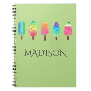 Carnet École faite sur commande vert clair de Popsicles