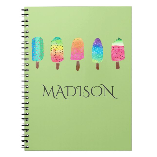 Carnet École faite sur commande vert clair de Popsicles (Devant)