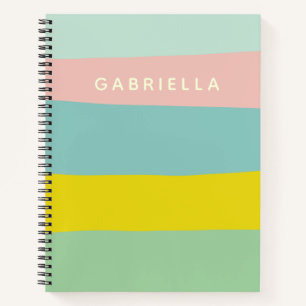 Carnet Ecole personnalisée couleur douce Pastel Stripes