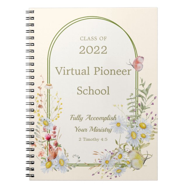 Carnet École pionnière JW 2022 - cadre floral (Devant)