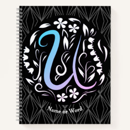 Carnet Écriture manuscrite de monogramme Alphabet U