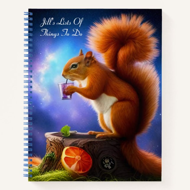 Carnet Écureuil ivre, Personnalisé, Spiral (Devant)