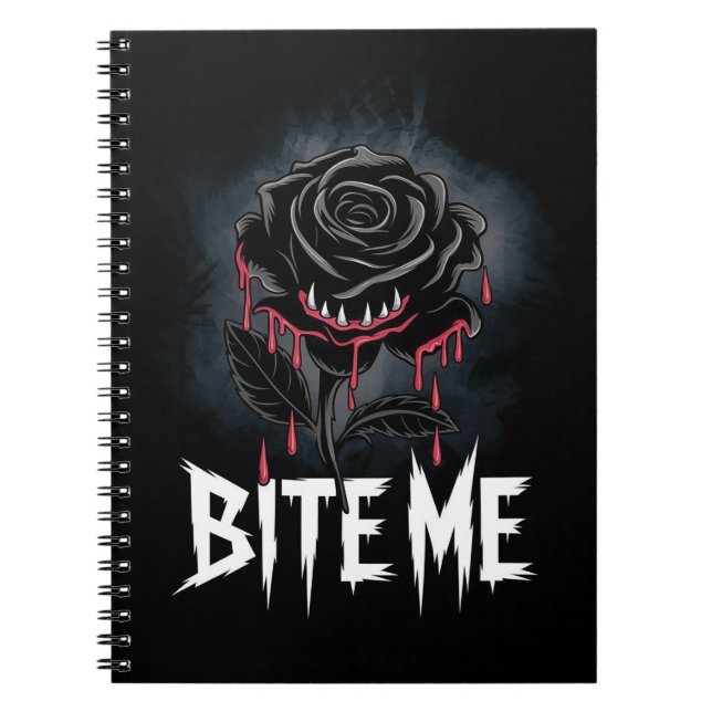 Carnet Edgy 'Bite Me' Design Rose gothique (Devant)