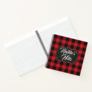 Carnet ÉDITABLE Buffle rouge et noir Plaid Personnalisé