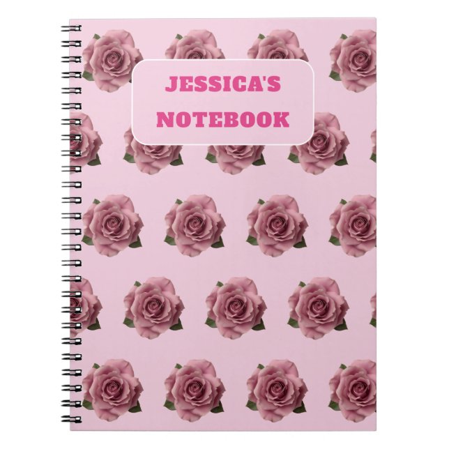 Carnet Editable Minimal Pink Rose Design Pattern Custom (Devant)