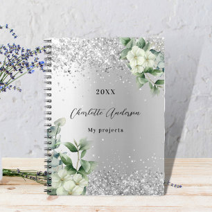 Carnet Eeucalyptus blanc argenté élégant