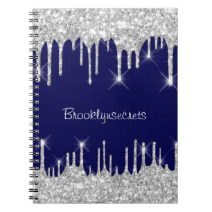 Carnet Effet Parties scintillant des gouttes Blue Navy No