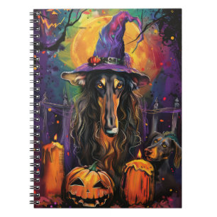 Carnet Éffrayant Afghan Hound Halloween sorcière et Citro