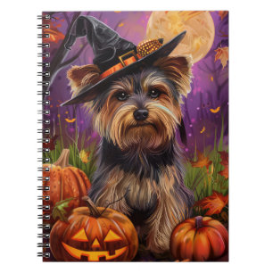 Carnet Éffrayant Biewer Terrier Halloween Witch Et Citrou