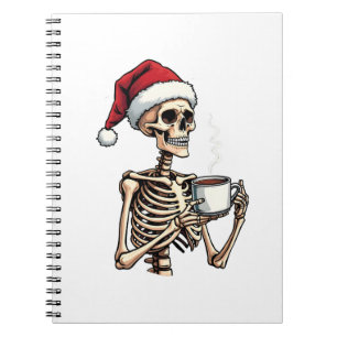 Carnet Éffrayant Halloween Sipping Café Noël Père Noël