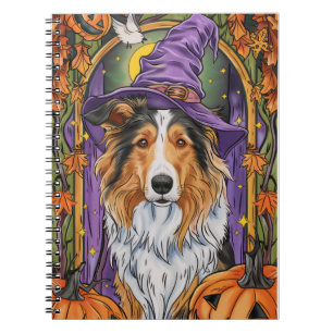 Carnet Éffrayant Rough Collie Chien Halloween Citrouille 