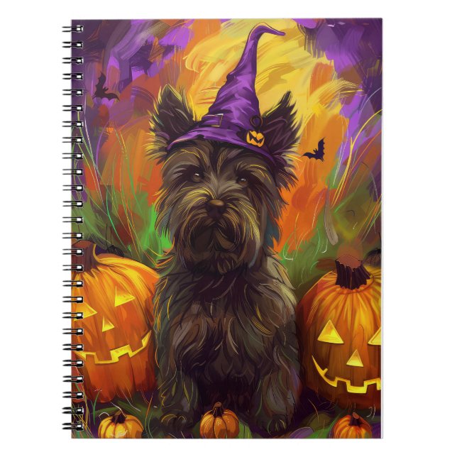 Carnet Éffrayant Skye Terrier Chien Halloween Citrouille  (Devant)