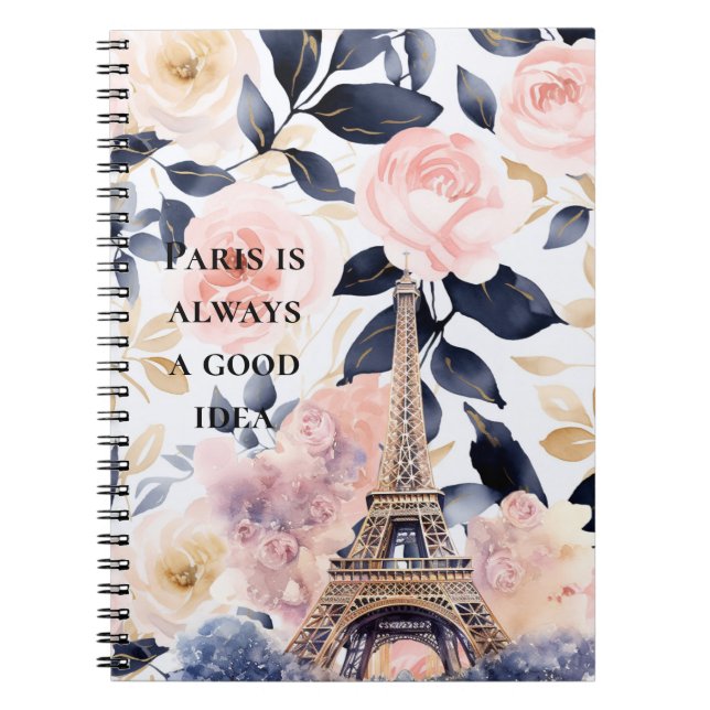 Carnet Eiffel Tower Paris Floral (Devant)