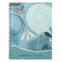 Carnet Élégance Abstraite Aqua Turquoise Personnalisé