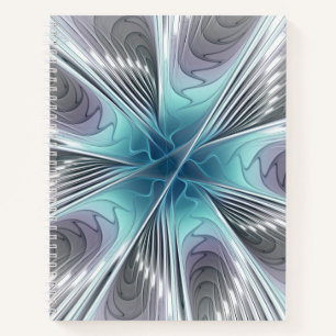 Carnet Elégance Moderne Bleu Gris Blanc Fractage Art Flow
