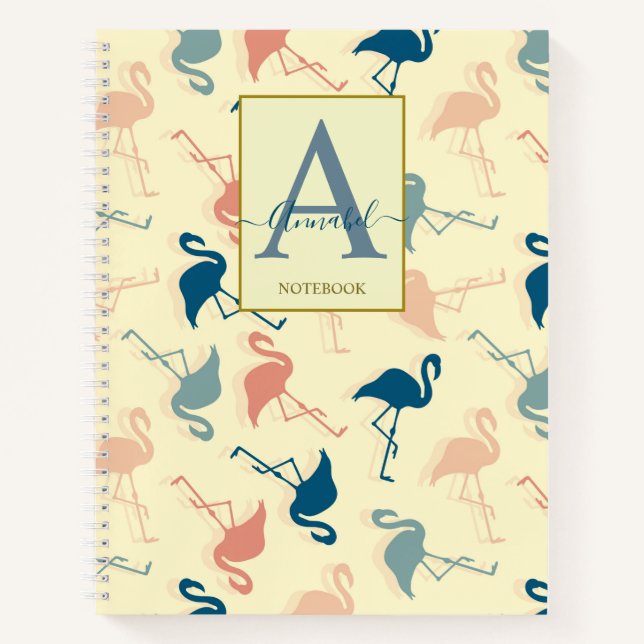 Carnet Elégant art déco inspiré flamingo note à motifs (Devant)