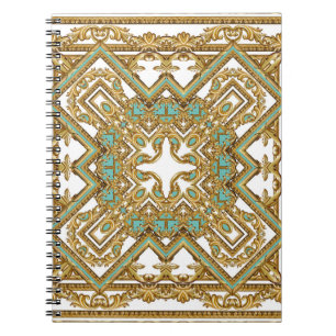 Carnet Elégant baroque doré, design ornemental.