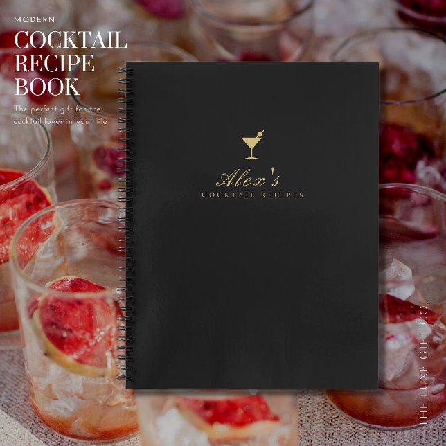 Carnet Elégant Black and Gold Black Cocktail Recette Livr (Créateur téléchargé)