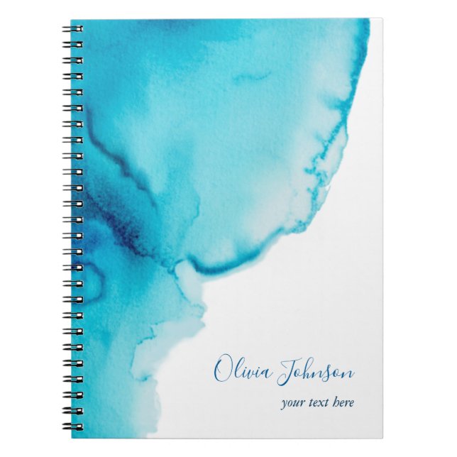 Carnet Elégant bleu marine Aqua aquarelle (Devant)