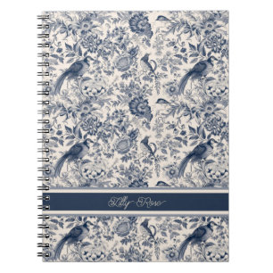 Carnet Elégant bleu Vintage bleu Floral Toile de Jouy