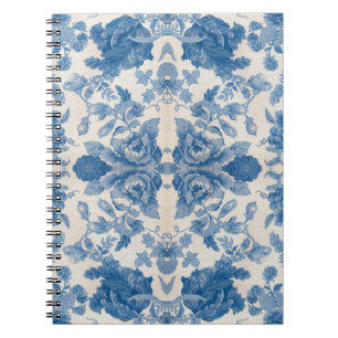 Carnet Elégant bleu vintage floral