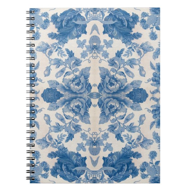 Carnet Elégant bleu vintage floral (Devant)