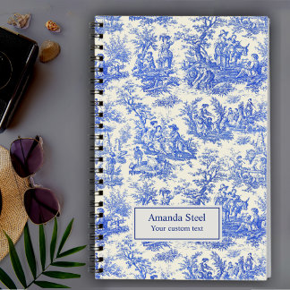 Carnet Elégant bleu vintage toile de jouy