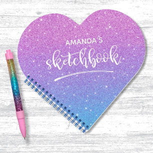 Carnet Elégant bleu violet ombre Parties scintillant Sket