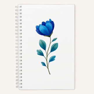 Carnet Elegant Blue Floral Botanical Spiral Notebook
