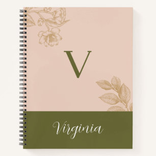 Carnet Elégant Botanique Personnalisé - Nommé avec V