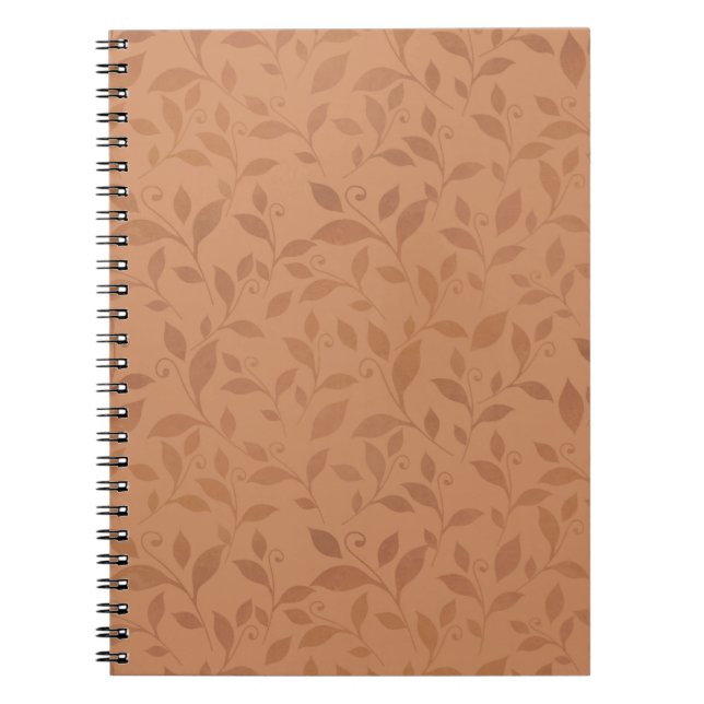 Carnet Élégant Brown Abstrait Feuilles d'automne Motif (Devant)