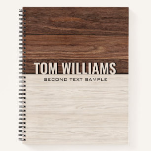 Carnet Elégant Brown Bois Texture Style Moderne Monogramm