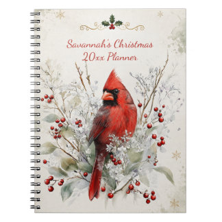 Carnet Élégant Cardinal Rouge de Noël