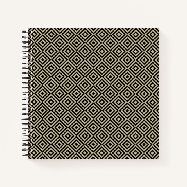 Carnet Élégant Carré or moderne carreaux de diamants  Mot (Devant)
