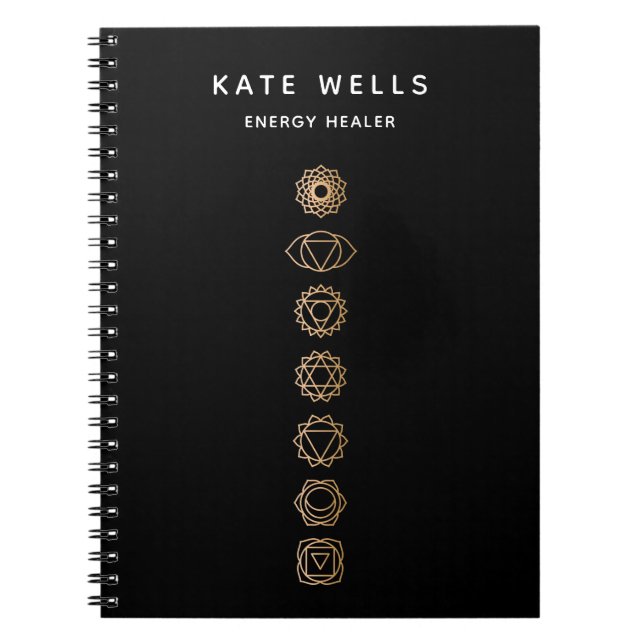 Carnet Élégant Chakras d'or guérisseur spirituel d'énergi (Devant)