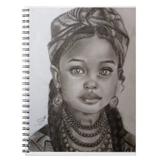 Carnet Elegant Charcoal & Pencil Girl Portrait Illustrati