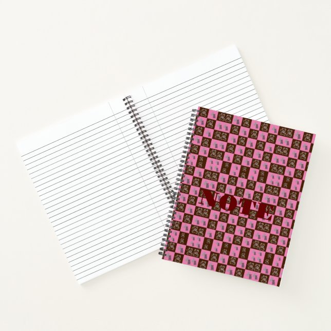 Carnet Élégant Chic Carreaux Marron & Ours  (Intérieur)