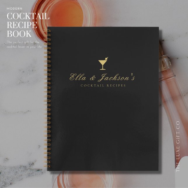 Carnet Élégant Chic Couples Noirs Blank Cocktail Recette (Créateur téléchargé)