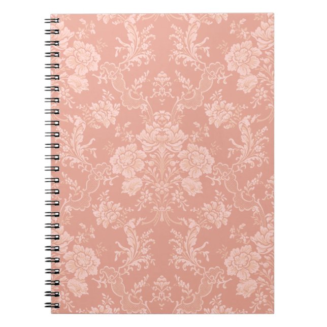 Carnet Elegant Chic Floral Damask-Peach (Devant)