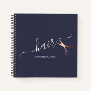 Carnet Elégant ciseaux d'or rose moderne coiffeur