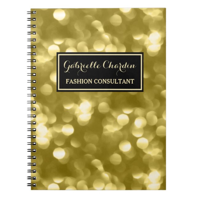 Carnet Élégant consultant en mode Glamour Gold Bokeh (Devant)